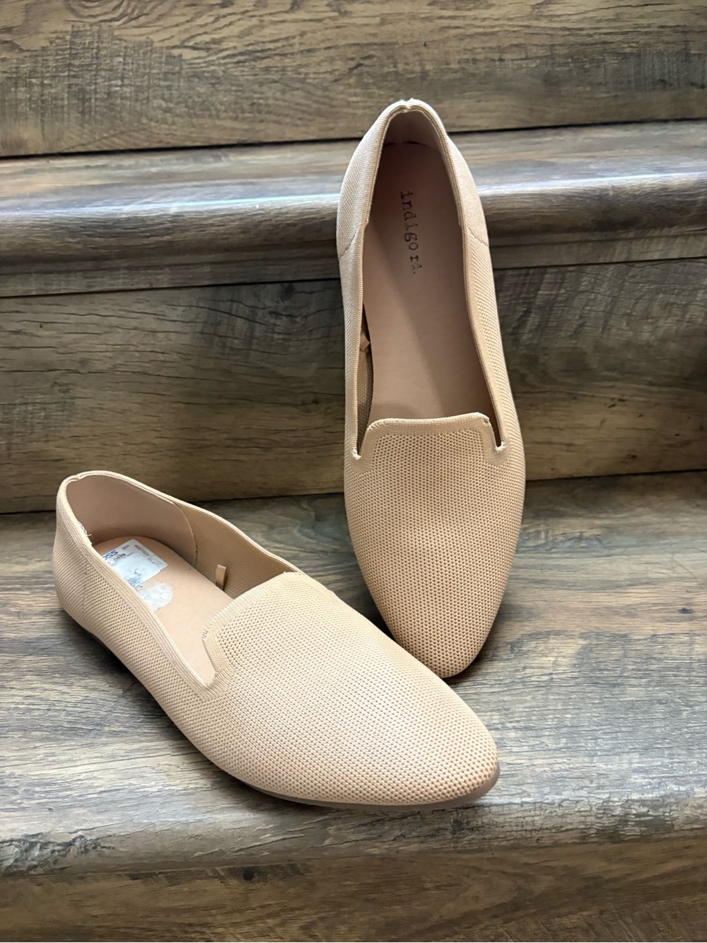Indigo Nude Knit Slip-On Loafers
